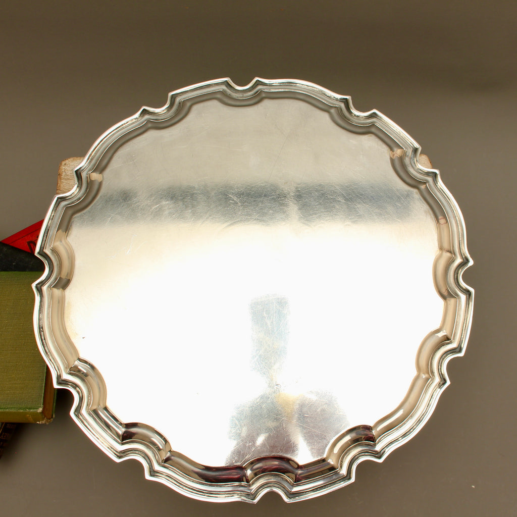 Antique Roberts & Belk Sheffield Silver Plate Salver Bleeding Copper Drinks Tray