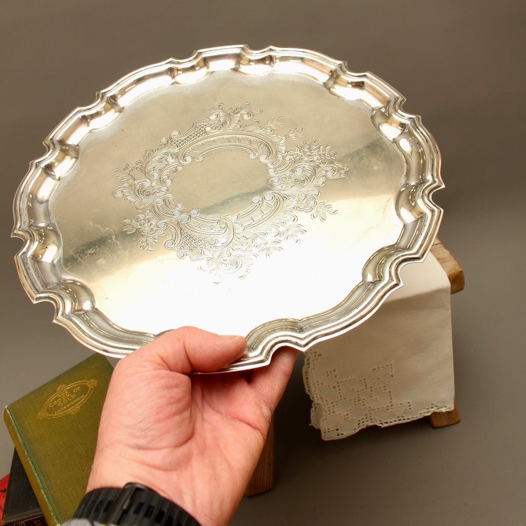 Antique Roberts & Belk Sheffield Silver Plate Salver Bleeding Copper Drinks Tray