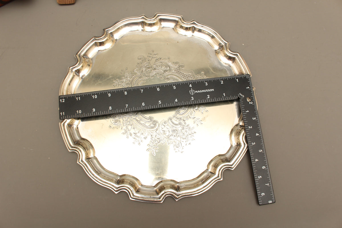 Antique Roberts & Belk Sheffield Silver Plate Salver Bleeding Copper Drinks Tray