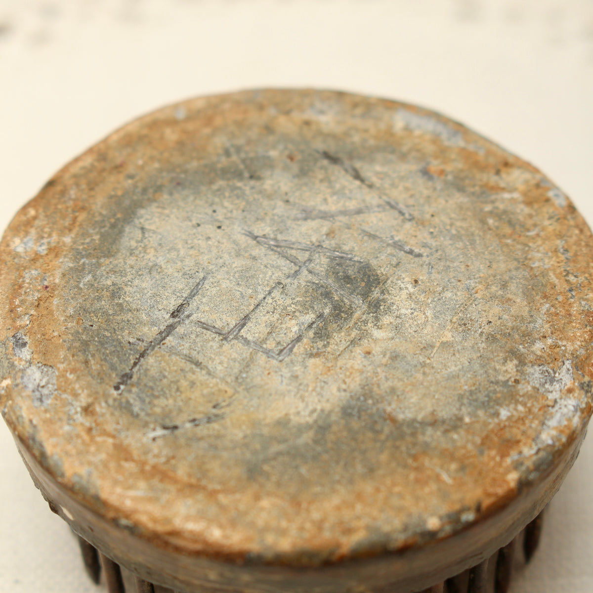 Vintage Lead Kenzan Spiked Flower Frog – Hand-Incised 'Jean'