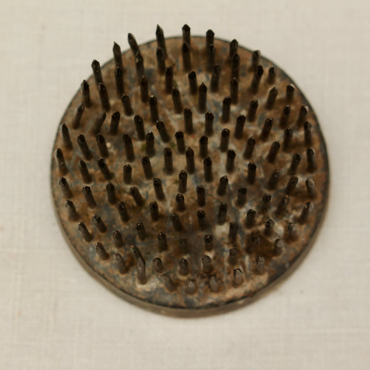 Vintage Lead Kenzan Spiked Flower Frog – Hand-Incised 'Jean'