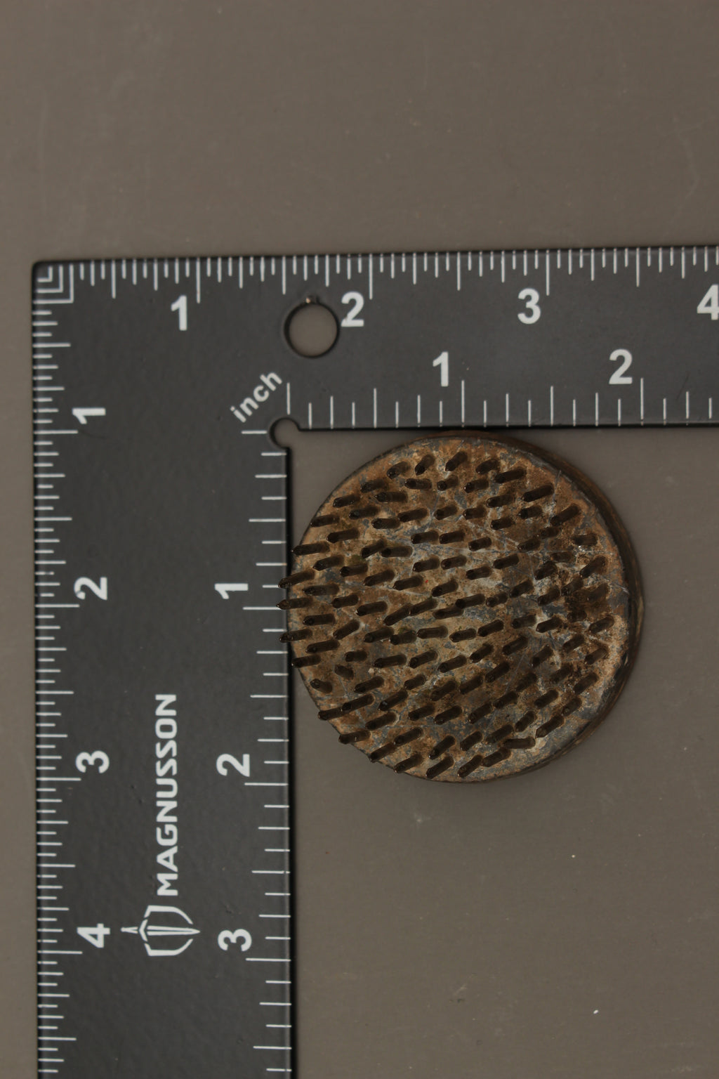 Vintage Lead Kenzan Spiked Flower Frog – Hand-Incised 'Jean'