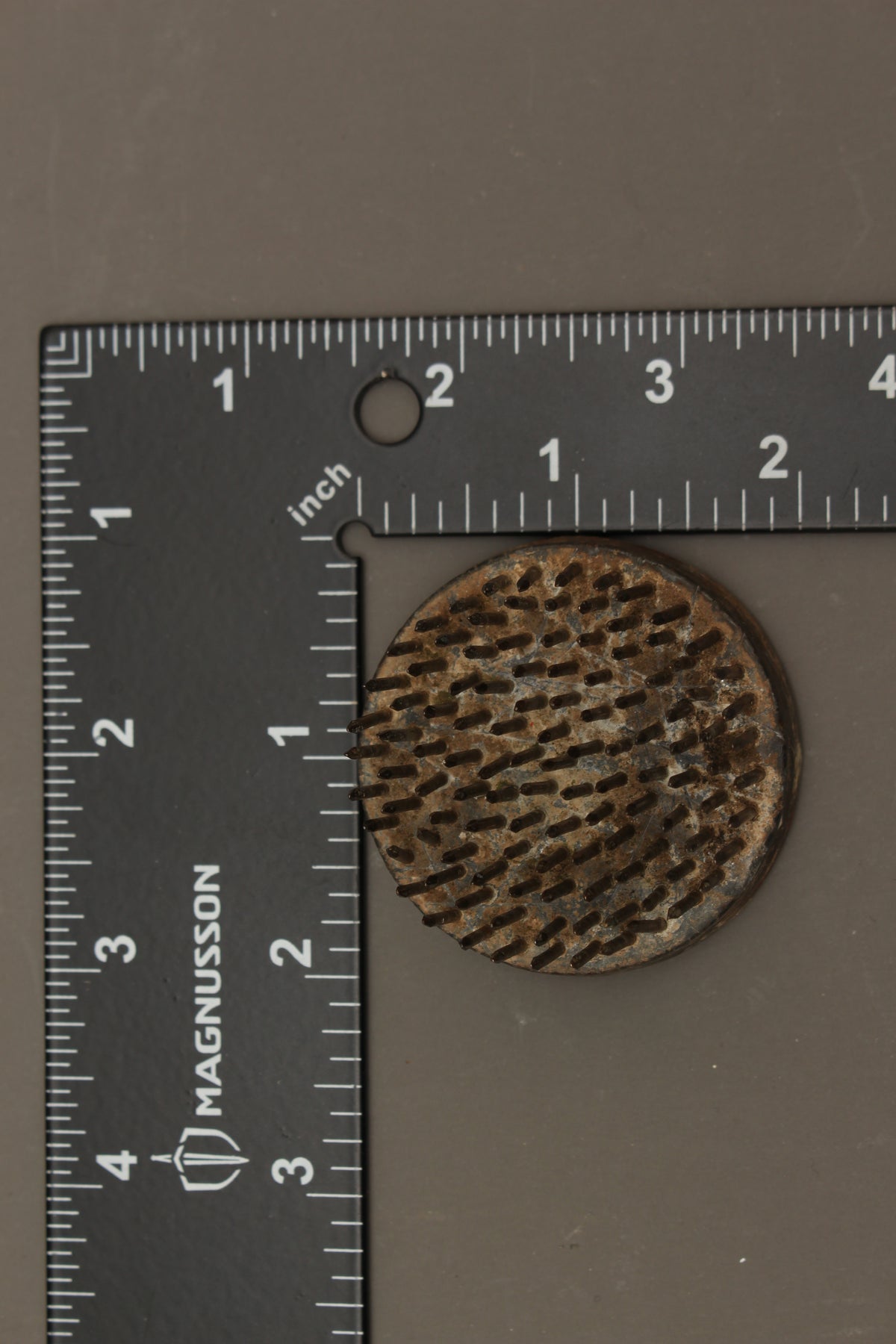 Vintage Lead Kenzan Spiked Flower Frog – Hand-Incised 'Jean'