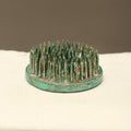 Vintage Green Lacquered Lead Kenzan Flower Frog – Large Camouflaged Floral Spikes