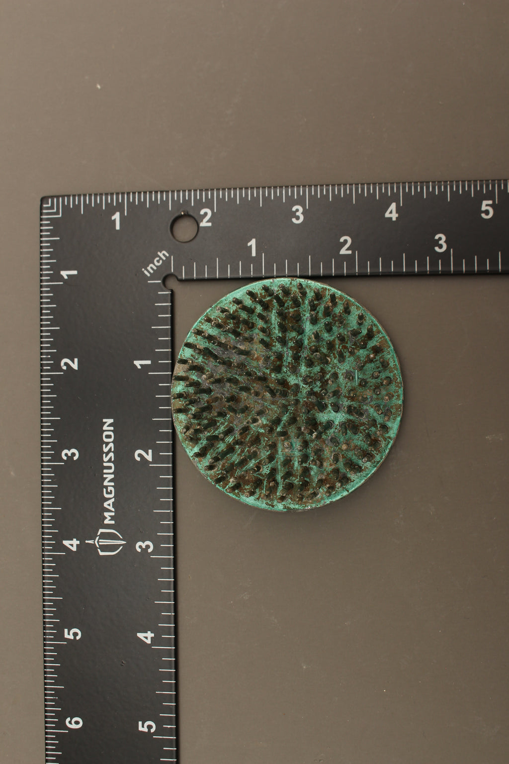 Vintage Green Lacquered Lead Kenzan Flower Frog – Large Camouflaged Floral Spikes