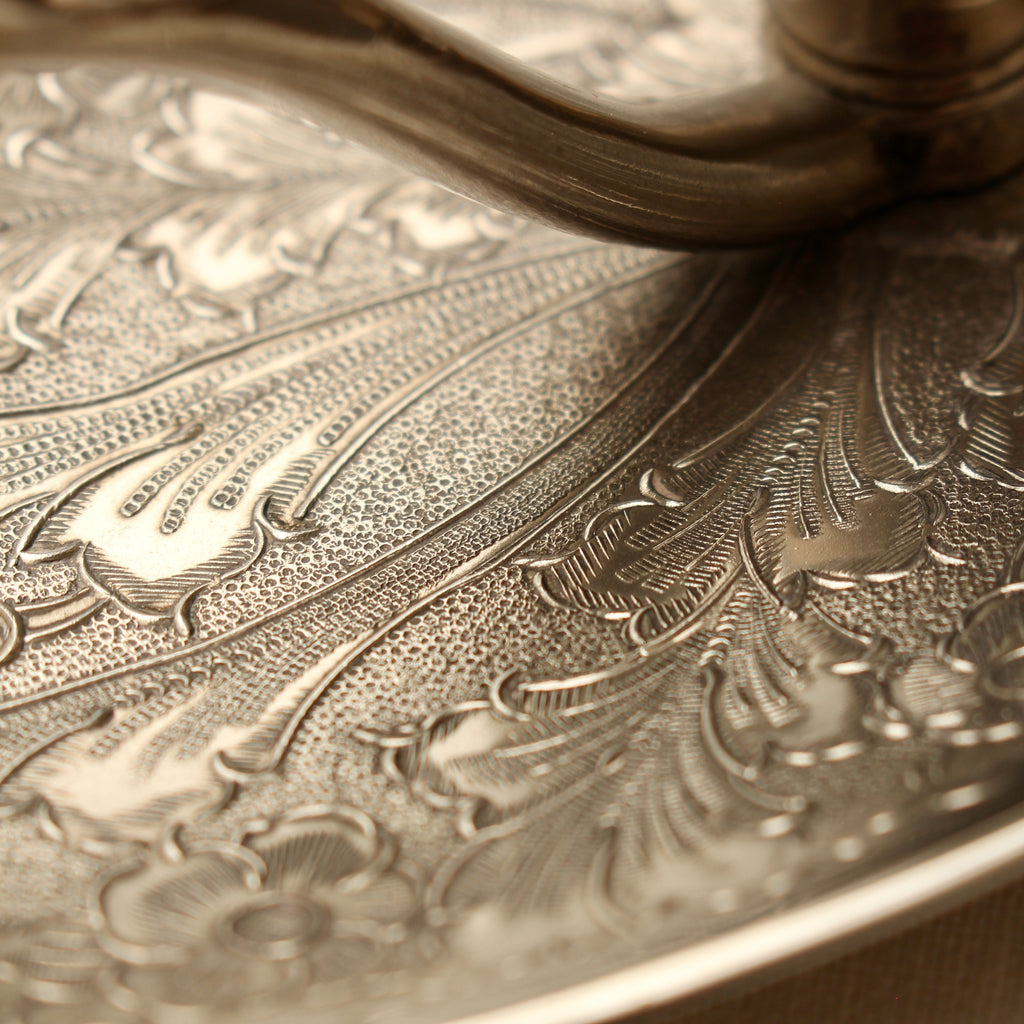 Vintage Seba Silver-Plated Engraved Oval Chamberstick – Made in England c.1970s