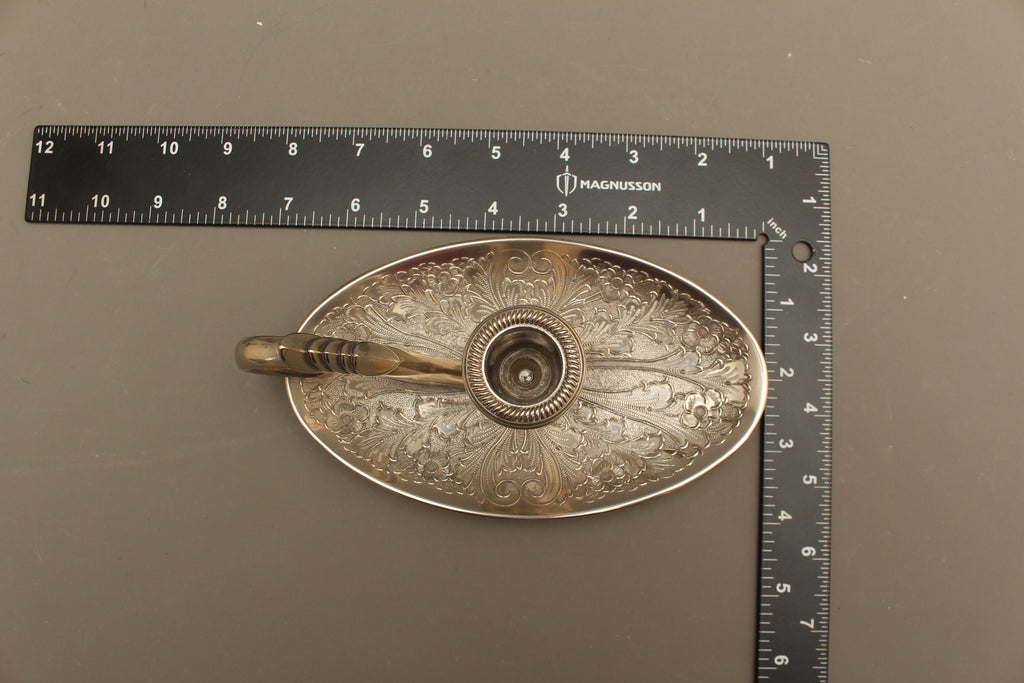 Vintage Seba Silver-Plated Engraved Oval Chamberstick – Made in England c.1970s