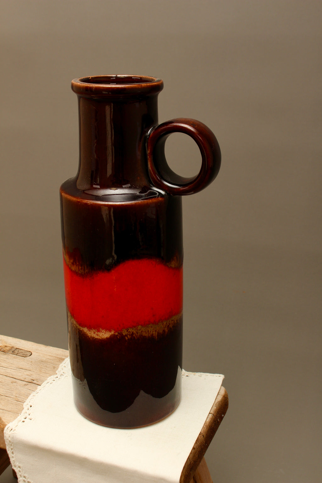 Vintage Scheurich 401-28 West German Pottery Vase – Mid-Century Fat Lava Handle Jug