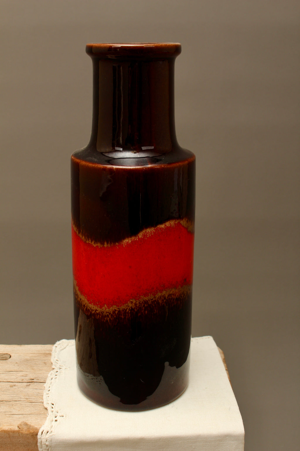Vintage Scheurich 401-28 West German Pottery Vase – Mid-Century Fat Lava Handle Jug
