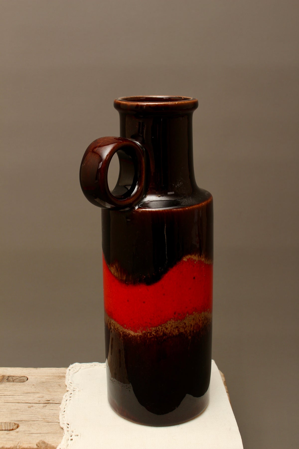 Vintage Scheurich 401-28 West German Pottery Vase – Mid-Century Fat Lava Handle Jug