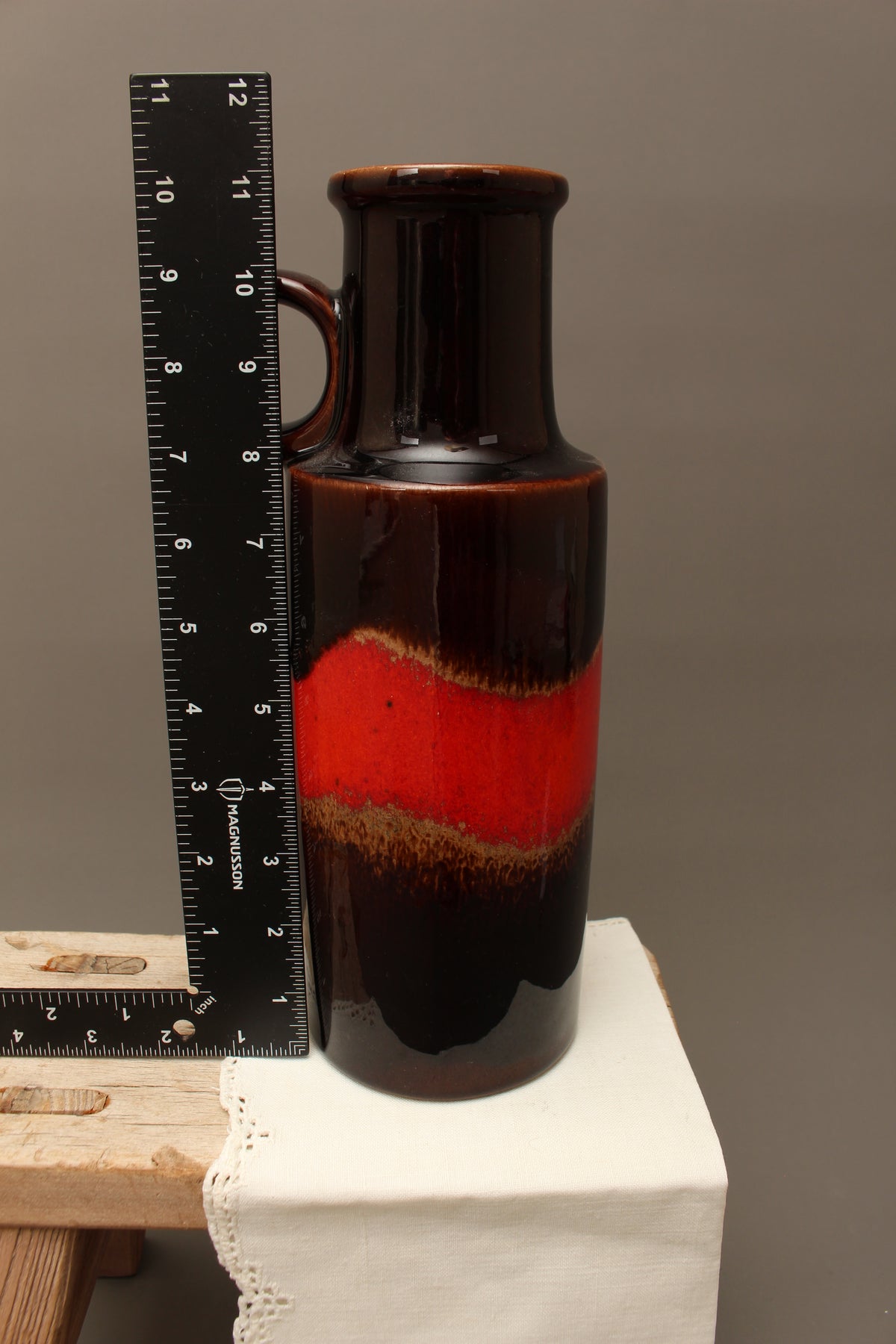 Vintage Scheurich 401-28 West German Pottery Vase – Mid-Century Fat Lava Handle Jug