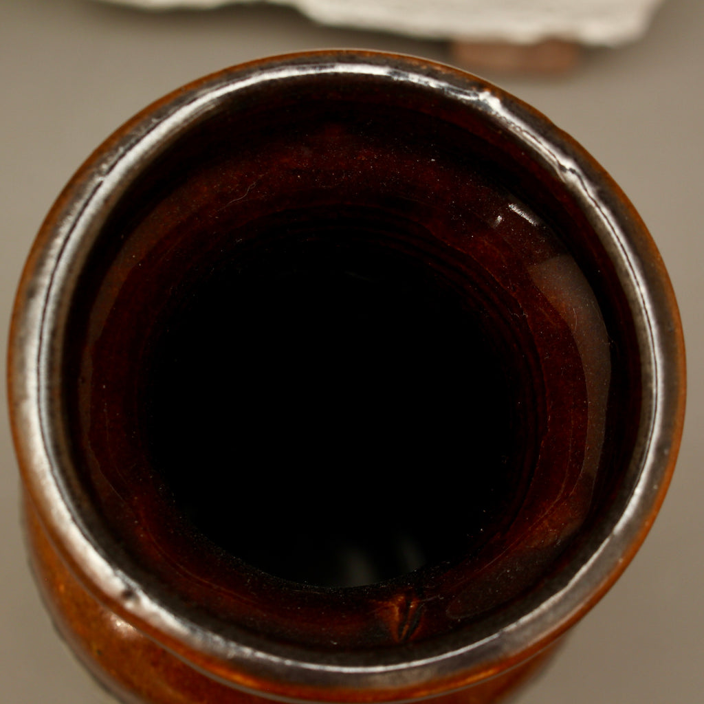 Vintage Scheurich 200-28 West German Pottery Vase – Mid-Century Brown Scroll Fat Lava