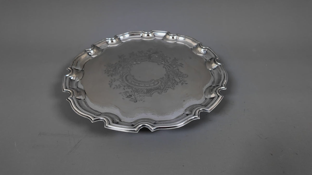 Antique Roberts & Belk Sheffield Silver Plate Salver Bleeding Copper Drinks Tray