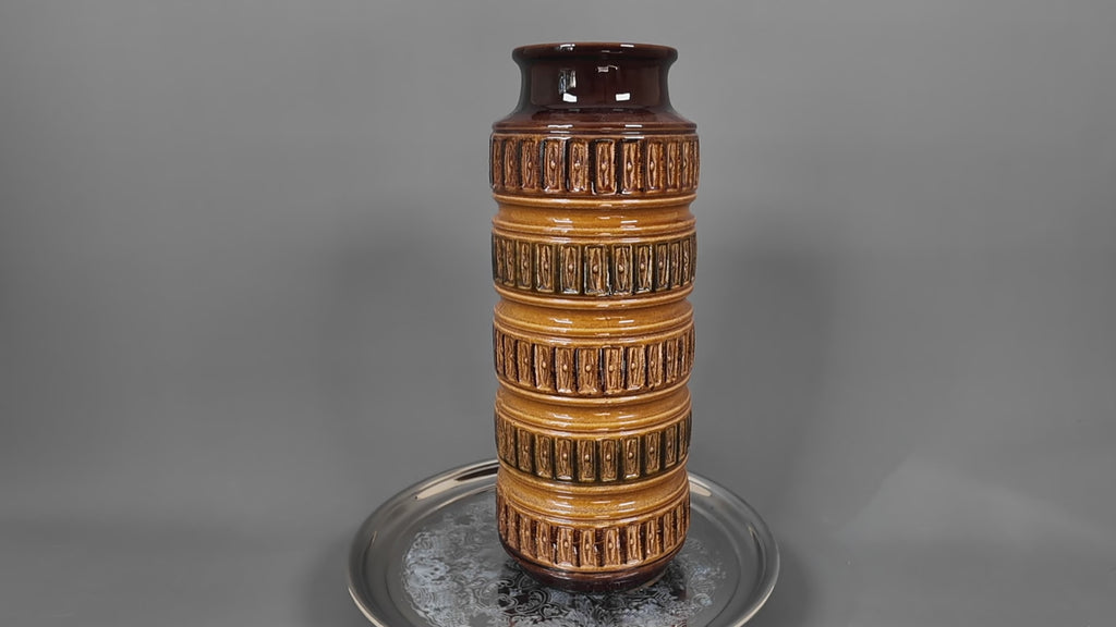 Large Scheurich 268-40 West German Floor Vase – 15 Inch Mid-Century Relief Pottery