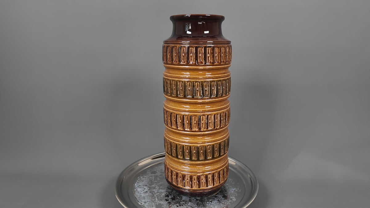 Large Scheurich 268-40 West German Floor Vase – 15 Inch Mid-Century Relief Pottery