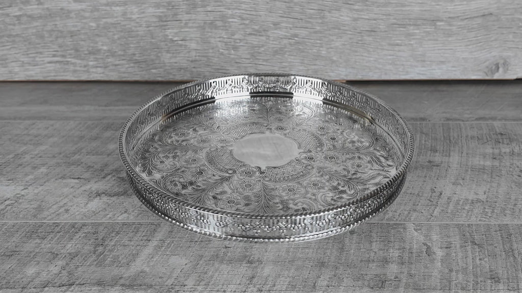 Vintage Viners of Sheffield Silver on Copper Gallery Tray - Chased Old Sheffield Plate Reproduction