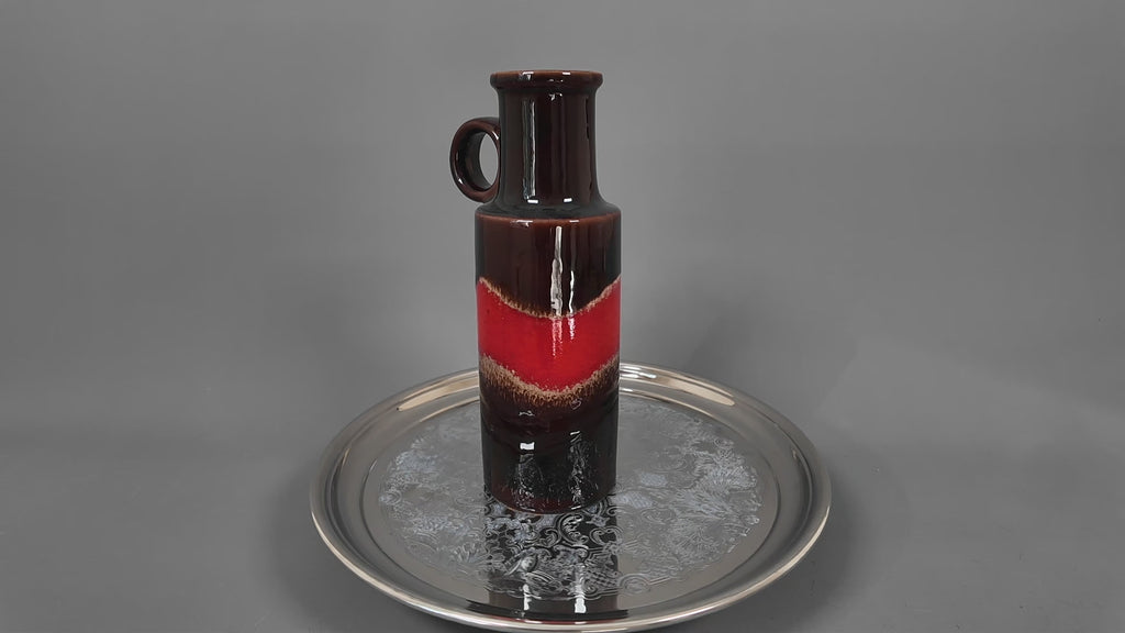 Vintage Scheurich 401-28 West German Pottery Vase – Mid-Century Fat Lava Handle Jug