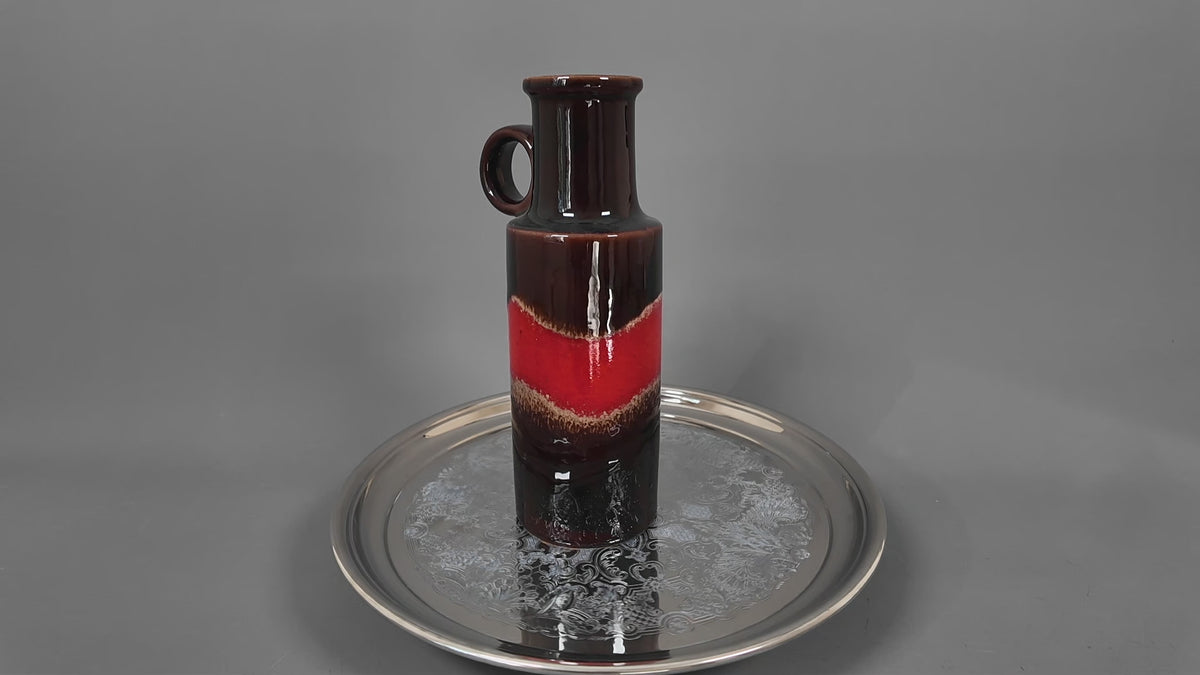 Vintage Scheurich 401-28 West German Pottery Vase – Mid-Century Fat Lava Handle Jug