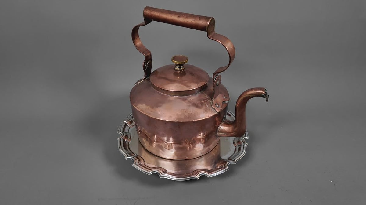 Large Antique 18th Century Georgian Hand-Crafted Copper Kettle Dovetail Seams