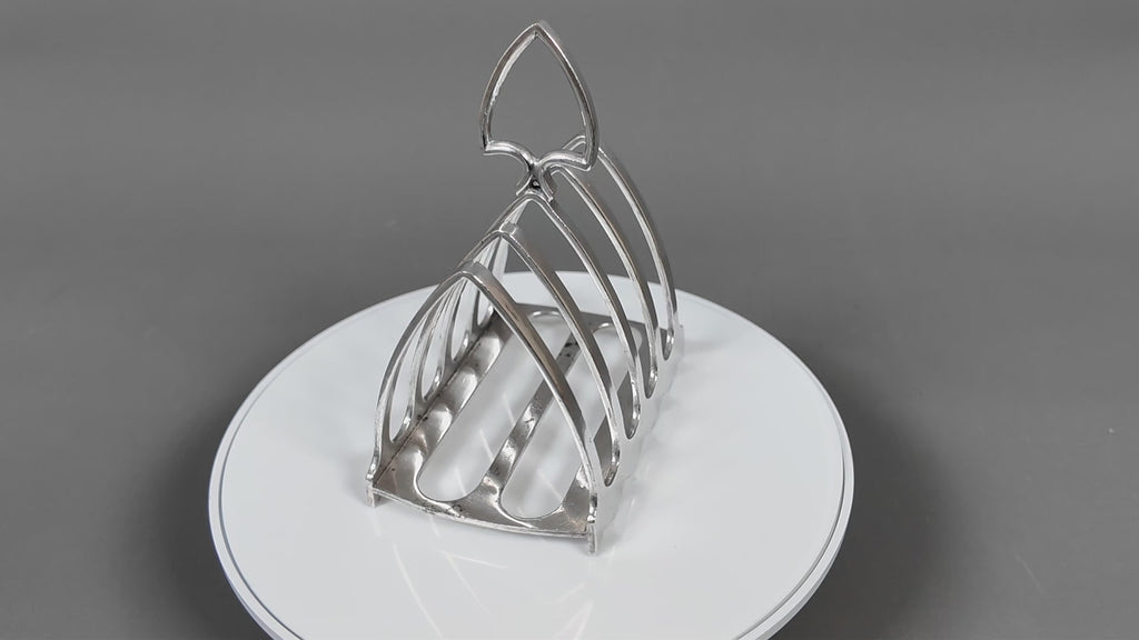 Antique Goodwins Ltd Sheffield Silver Plated Toast Rack - 4-Slot Wave Edge Letter Rack (c.1910)