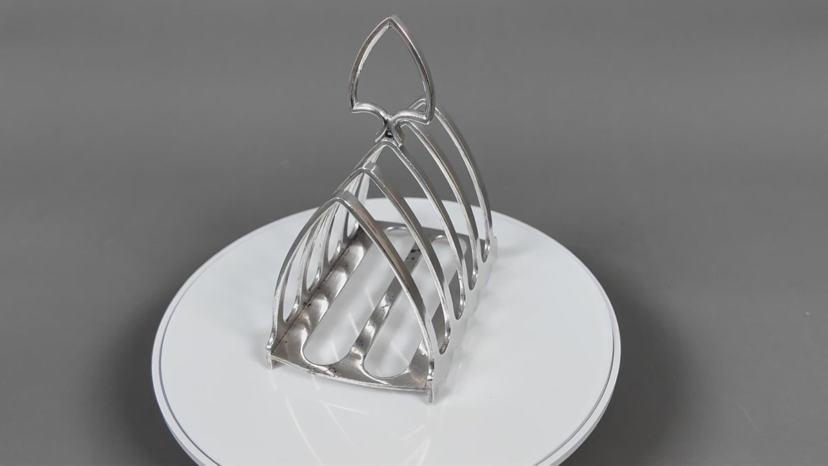 Antique Goodwins Ltd Sheffield Silver Plated Toast Rack - 4-Slot Wave Edge Letter Rack (c.1910)