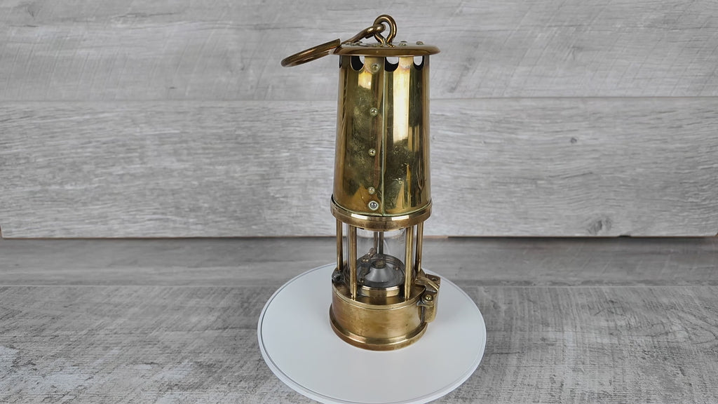 Rare Vintage Eccles Protector Type 6 Miners Lamp with Pyrex Glass Cylinder