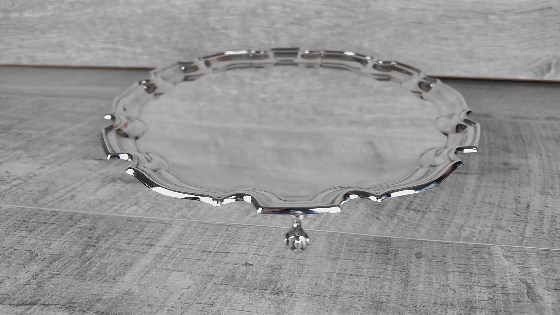 Vintage Chippendale Style Scalloped Silver Plated EPNS Salver Tray 12" Made in England
