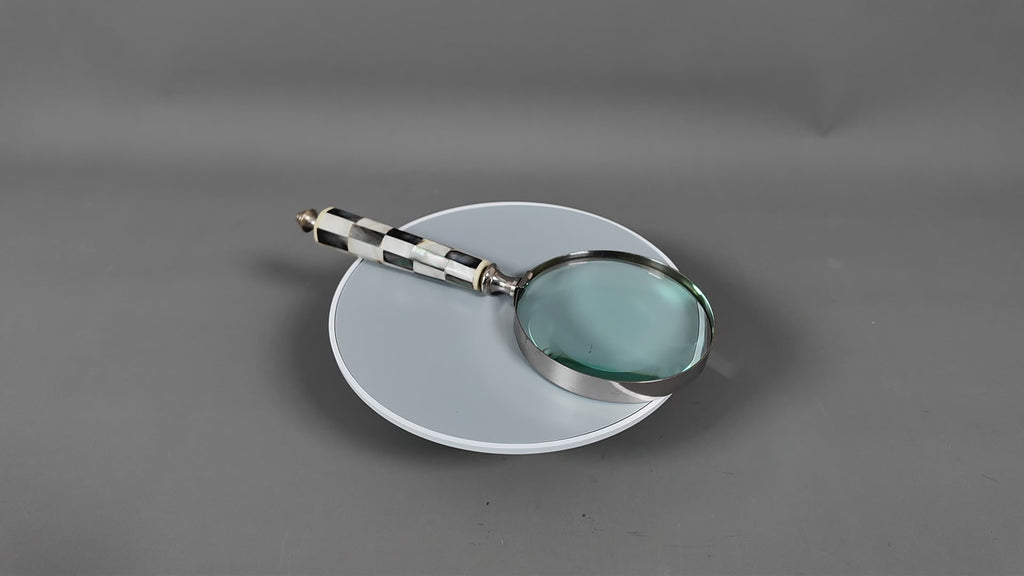 Checkered Mother of Pearl Handheld Magnifying Glass | Large Desk Magnifier