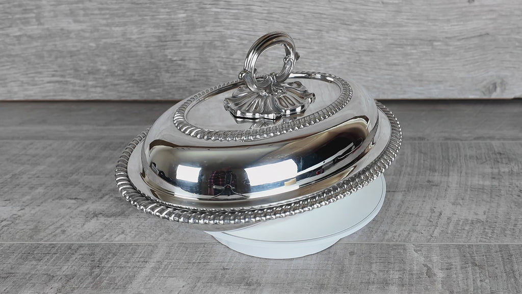 Antique Kerr & Phillips Glasgow Silver Plated Oval Entree Dish - Gadroon Border (c.1890)