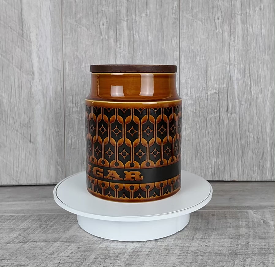 Vintage Hornsea Pottery Heirloom Autumn Brown Sugar Jar - 1973 Mid-Century Cannister