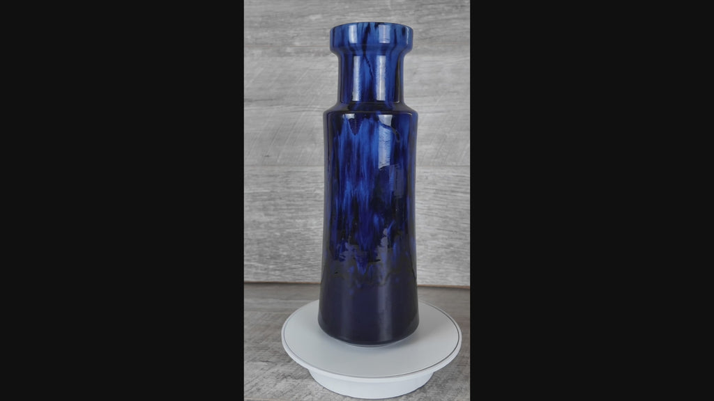 Vintage Scheurich Cobalt Blue Drip Glaze Floor Vase - Mid-Century Modern Ceramic (Form 205-32)
