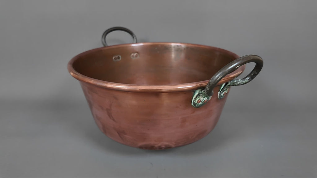 Antique French Heavy Gauge Copper Jam Pan | Victorian Preserve Basin