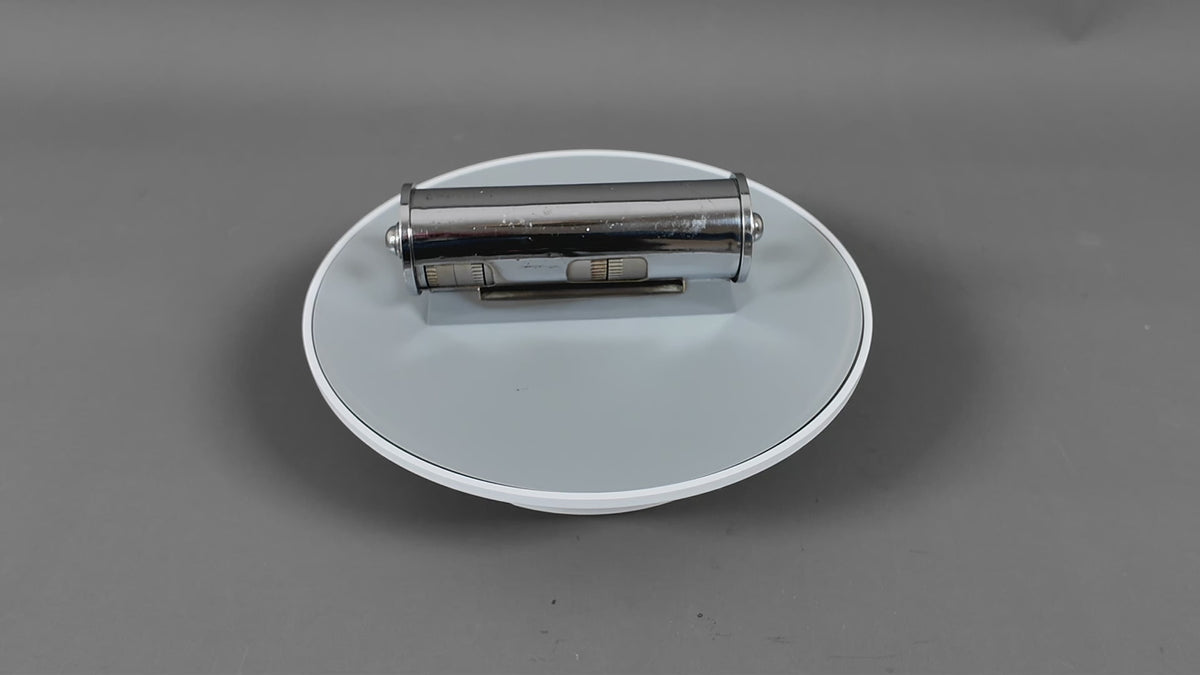 Mid-Century Chrome Cylinder Perpetual Desk Calendar | 1950s Metal Roller Calendar