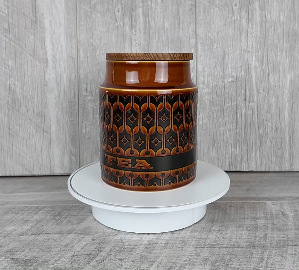 Vintage Hornsea Pottery Heirloom Autumn Brown Tea Jar - 1973 Mid-Century Canister