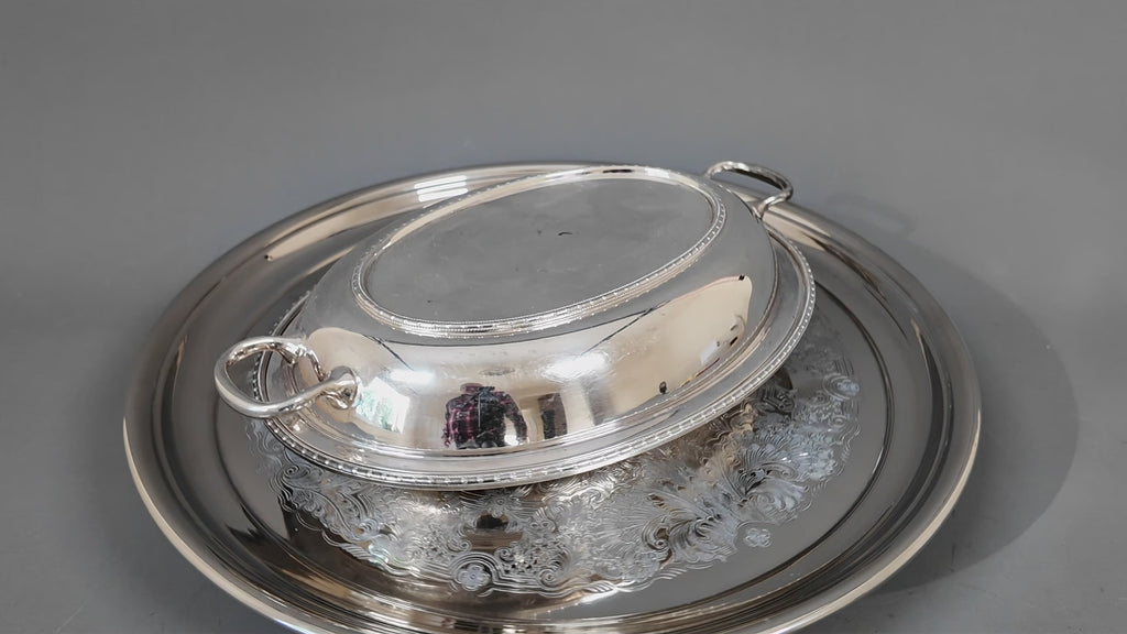 Antique Lee & Wigfull EPNS Silver Plate Entrée Dish – Numbered Two-Piece Serving Platter