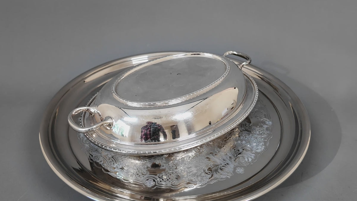 Antique Lee & Wigfull EPNS Silver Plate Entrée Dish – Numbered Two-Piece Serving Platter