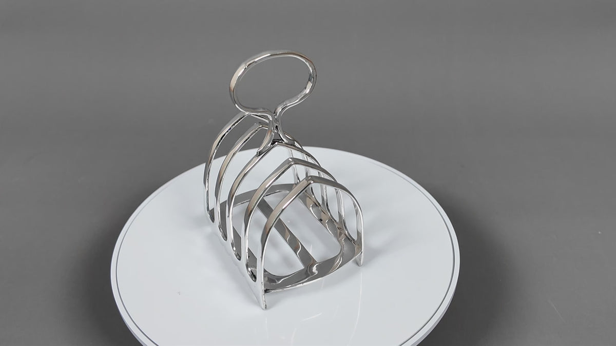 Antique John Biggin Sheffield Silver Plated Toast Rack - 4-Slot Gothic Arch Letter Rack (c.1910)