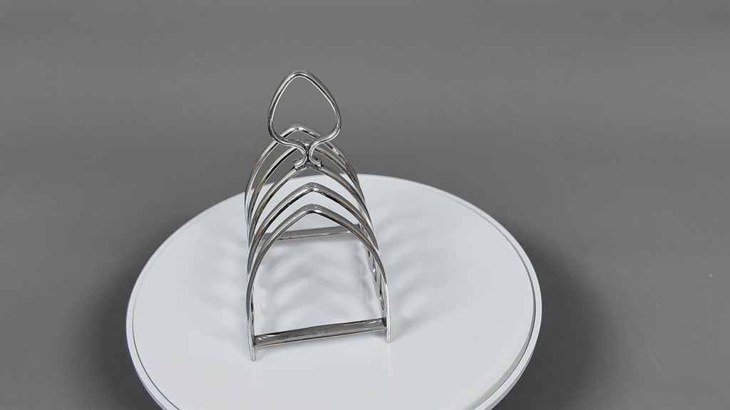 Antique Henry Wilkinson Sheffield Silver Plated Toast Rack - 4-Slot Teardrop Handle Letter Rack (c.1900)