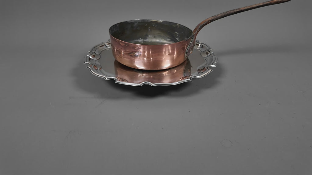 Antique 19th Century French Copper Sauté Pan Tin Overspill Forged Iron Handle