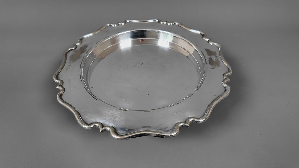 Antique Edward & Sons Glasgow Silver Plated Salver - Chippendale Style Drinks Tray (c.1900)