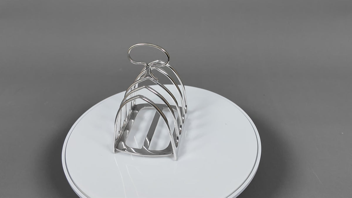 Antique John Biggin Ltd Sheffield Silver Plated Toast Rack - 4-Slot Scalloped Base Letter Organizer (c.1910)